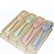 (店+)【Baby 童衣】環保小麥盒組 兒童學校餐具 筷子+勺子+叉子餐具組 88255