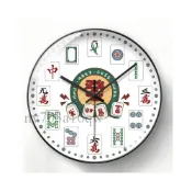(店+)麻將裝飾掛鐘 發財鐘錶 棋牌室自動對時鐘 簡約原創電波鐘靜音表掛墻 靜音時鐘 客廳時鐘 麻將棋牌室時