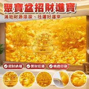 【招財進寶】聚寶盆壁畫墻布 滿地財源滾滾 客廳餐廳佛堂背景墻紙 流水聚寶盆