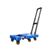 (店+)【優品匯】可折疊載物車 倉庫物流搬貨車 家用搬家推車 輕便折收板車 六輪可伸縮-藍