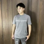 美國百分百【全新真品】Armani Exchange 短袖 棉質 T恤 AX 上衣 logo 短T 灰色/軍綠 DD96