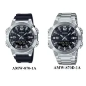 【KAPZZ】CASIO 十年電力電話簿記憶功能休閒雙顯膠錶 AMW-870-1A AMW-870D-1A