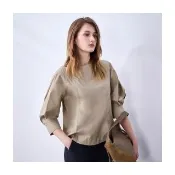 【Le Polka】圓領七分袖切接上衣-女