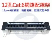 【附發票】12孔配線架 網路配線架 壁掛式配件架 Cat.6  Patch Panel 跳線面板 12 port 配線架
