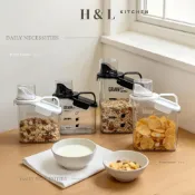 (店+)【H&L 匠心優廚】極簡手提密封雜糧罐 量杯密封罐 儲米桶 五穀雜糧 密封罐 收納罐 米桶 儲物罐 保鮮罐 貓糧 大米桶 密封桶