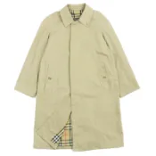 【DOKODEMO】Burberry 復古棉質 Nova顏色長風衣，米色，46 碼，英國製造，男士，簡約設計，品相極佳
