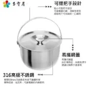 [現貨速發]理想金緻316不鏽鋼可提式調理鍋蓋組 16+19+22cm三鍋三蓋臺灣製造電鍋內鍋湯鍋火鍋
