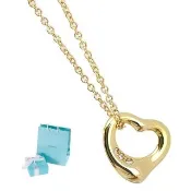 【Tiffany&Co. 蒂芙尼】18K玫瑰金-鑲三顆鑽Open Heart 心型墜飾女用頸鍊項鍊