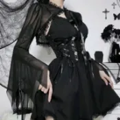 🎀夢幻物語🎀 歌德風 暗黑系 華麗交叉綁帶薔薇刺繡吊帶洋裝 punk 視覺系 gothic lolita jsk 萬聖節