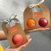 💖優選熱銷💖水果包裝盒橙子蘋果桃子石榴梨子單雙個手提牛皮紙包裝袋通用紙盒