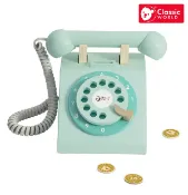 【客來喜經典木玩】木製電話復古經典款 Play Telephone｜扮家家酒．適合3歲以上【超可愛復古轉盤、投幣式電話附贈木製錢幣】