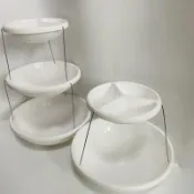 【桃園出貨】輕奢三層點心架 伸縮摺疊多功能置物架 派對蛋糕盤水果盤客廳零食收納架