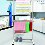 漣漪生活 【移動滾輪】晾衣架 不鏽鋼晾衣架 雙桿晾衣架 落地晾衣架 掛衣架 室內曬衣架 單桿曬衣架 可移動式 防風掛鉤 陽臺臥室通用
