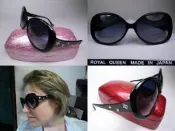 信義計劃 大巨蛋 店 全新真品 ROYAL QUEEN 太陽眼鏡 日本製 水鑽 黑色流線 膠框 超越 Anna Sui