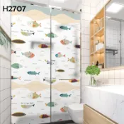 HF居家隔熱紙(清霧面-彩繪靜電貼-2707-小小魚兒-台灣現貨)靜電霧面貼 霧面玻璃貼紙 玻璃貼紙 窗貼 靜電貼