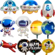 【免運/精品】卡通太空鋁箔氣球太空人UFO飛碟火箭飛船飛機生日裝飾派對氣球