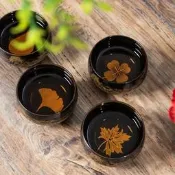 台灣現貨【現貨速發】建盞 建盞 建盞杯 汝窯建盞 汝窯杯陶瓷烏金黑釉江山圖木葉盞陶瓷