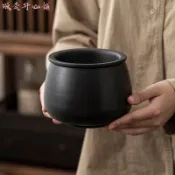 販賣開心🍻茶缸 陶瓷 茶渣缸 茶洗帶蓋過濾建水茶缸廢水缸大號桌面垃圾桶倒茶水盂