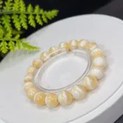 精品天然黃色方解石手串10mm玉化爆晶能量石女單圈溝通和諧凈化