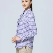 (店+)【Wildland 荒野】女彈性格紋輕薄抗UV長袖襯衫0B31201 /排汗襯衫/防曬襯衫/登山襯衫/野雁戶外
