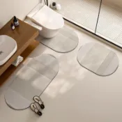 可客製 日式 橢圓 浴室地墊 防滑腳踏墊 馬桶U型墊 吸水軟矽藻土 珪藻土 廁所地墊 衛生間 洗手間 門口 地毯