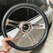 捕夢屋 免運公司貨 汽車方向盤 改裝賽車全碳纖方向盤14寸大凹方向盤汽車競技真碳纖方向盤模擬器 可開發票/快速出貨