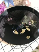 協貿國際日用品生活7館 櫻花花朵與兔子樹脂漆器圓形茶具托盤茶盤24-16-5