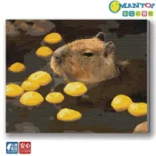 (店+)【Manto】水豚君泡湯趣-台灣製DIY數字油畫|大尺寸更好畫