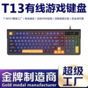全球選品1館 生活百貨 T-WOLF雷狼T13遊戲鍵盤發光紅軸手感有線鍵盤電腦通用電競