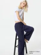 【UNIQLO】女裝 SMART舒適長褲(條紋) 488866