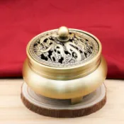 喜挖2店 純黃銅三足龍鳳香爐家用薰香純銅盤香爐百福光面雙耳香爐有求必應