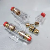 【沅購】純銅 大功率 汽車 音響 AGU 座 10*38MM 透明 保險絲 盒 改裝 保險絲管