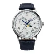 【ORIENT 東方錶】ORIENT 東方錶 SUN&MOON系列 羅馬數字日月相錶 皮帶款  白色 - 41.5 mm(RA-AK0802S)