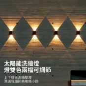 (店+)【全年0電費】太陽能雙向洗牆燈 太陽能壁燈 LED圍牆燈 貓眼燈 IP65防水 智能光控 庭院燈 太陽能戶外燈氛圍燈