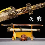 【匠心】天戮漢劍 龍泉劍刀高錳鋼一體龍骨鍛造四面獸紋唐劍鎮宅寶劍武術道具劍楚劍秦劍短劍硬劍真劍古風劍 防身擺飾收藏未開刃