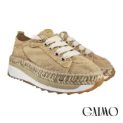 【be;eza時尚女鞋】西班牙 Gaimo 復古牛仔布風增高草編鞋-卡其