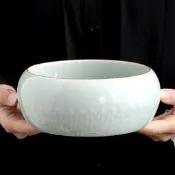 蓮瓣仿古青瓷茶洗茶渣缸洗家用陶瓷建水茶水盂大號茶水缸茶杯筆洗