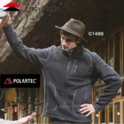 【EasyMain 衣力美】男 POLARTEC Classic 200輕量保暖撥水外套.高透氣防寒夾克_灰_C1489