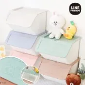網狐居家-LINE FRIENDS 熊大 北歐風浮雕收納箱3入組 35L 衣物整理箱 置物箱 收納櫃 防塵箱