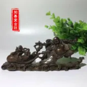 協貿國際日用品生活7館 古玩銅器金錢袋彌勒佛布袋和尚和氣生財挑擔佛招財風水擺件銅筆架