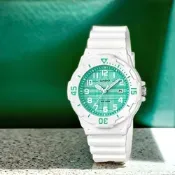 CASIO 卡西歐 綠色格紋指針手錶 學生錶 女錶 考試手錶 開學換新季 送禮推薦 LRW-200H-3CV