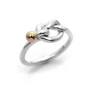 二手品 Tiffany&Co. 蒂芙尼 18K黃金珠扭結925純銀線圈戒指