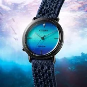 CITIZEN 星辰 L系列 EM1005-42L 代言人廣告款 光動能針織帶腕錶構造色面/黑34mm