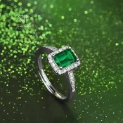 【CF Diamond】女戒 培育祖母綠 1克拉《燈塔》( 哥倫比亞祖母綠 戒指 女戒 鑽戒 生日 禮物)