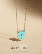 【MAJOR MADE】愛心幸運草母貝鑽項鍊 Tiffany綠 F