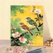 【數字油畫】鳥在花中 數字油畫 diy 大尺寸無框畫 手工填色 國風花鳥 丙烯畫 治癒解壓 臥室裝飾 數字畫 油畫