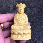 【可開發票】黃楊木精雕清水祖師人物神像擺件家居寺廟車載裝飾道家蓬萊祖師爺