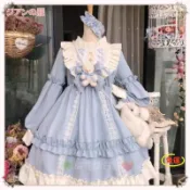 ✨輕 lo 日常✨大碼女裝 蘿莉塔洋裝 藍咖兩色 童話風 公主裙 lolia洋裝 洋裝 大裙擺 大尺碼蓬鬆 一站式ｌｏ
