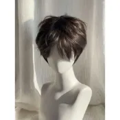(店+)假髮男生短髮韓版微分碎蓋男款自然蓬鬆男士冬季新款仿真發全頭套
