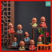 陶瓷茶寵 小和尚擺件 紫砂精品 創意茶道配件 禪意小沙彌 桌面擺飾 辦公桌小擺件 玄關裝飾 招財手把件 迷你微縮造景